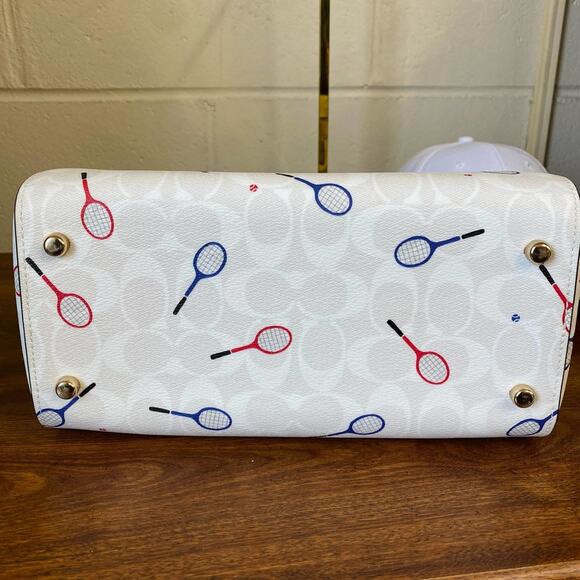 Coach C8285 Rowan Satchel In Signature Canvas With Racquet Print In Chalk Multi - Picture 7 of 10